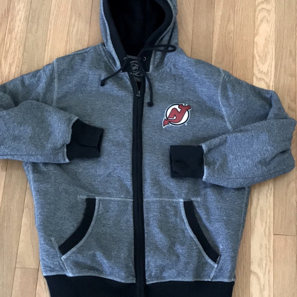 NHL NJ Devils Hoodie Zip-Up-Size L